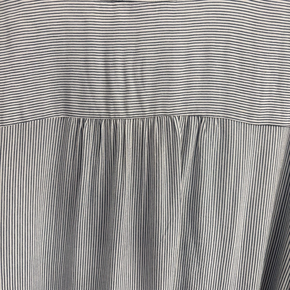 Sundance Blue Striped Ruffle Blouse Top XL‎ Boho Peasant Artsy Coastal Pirate - Picture 5 of 9